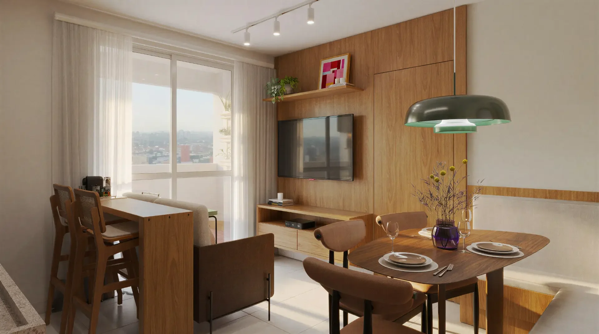 Sala com vista e varanda